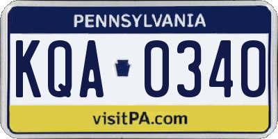 PA license plate KQA0340