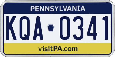 PA license plate KQA0341