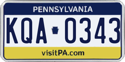 PA license plate KQA0343