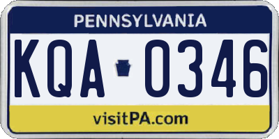 PA license plate KQA0346