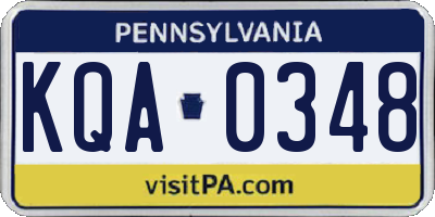 PA license plate KQA0348