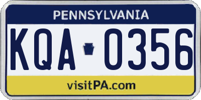 PA license plate KQA0356