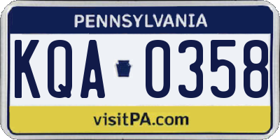 PA license plate KQA0358