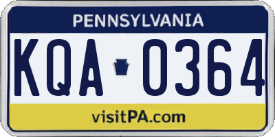 PA license plate KQA0364