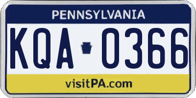 PA license plate KQA0366
