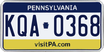 PA license plate KQA0368