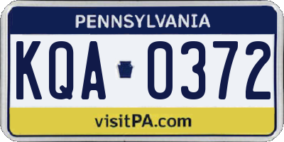 PA license plate KQA0372