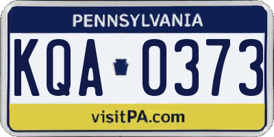PA license plate KQA0373