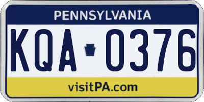 PA license plate KQA0376