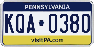 PA license plate KQA0380