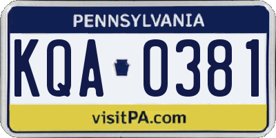PA license plate KQA0381