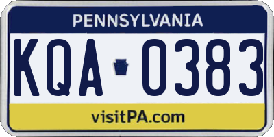 PA license plate KQA0383