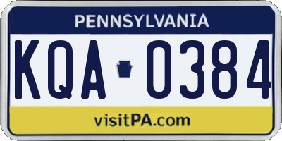 PA license plate KQA0384