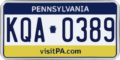PA license plate KQA0389