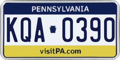 PA license plate KQA0390