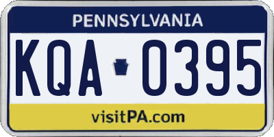 PA license plate KQA0395
