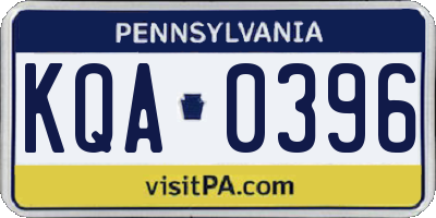 PA license plate KQA0396