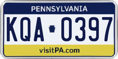 PA license plate KQA0397