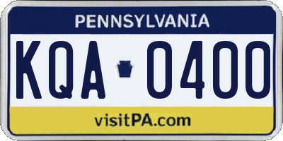 PA license plate KQA0400