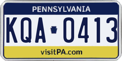 PA license plate KQA0413