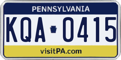 PA license plate KQA0415