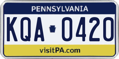 PA license plate KQA0420