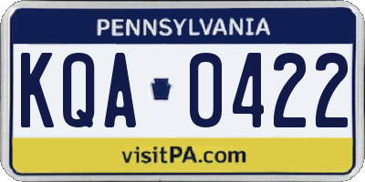 PA license plate KQA0422