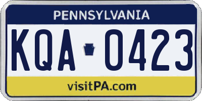 PA license plate KQA0423
