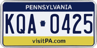 PA license plate KQA0425