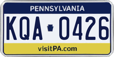 PA license plate KQA0426