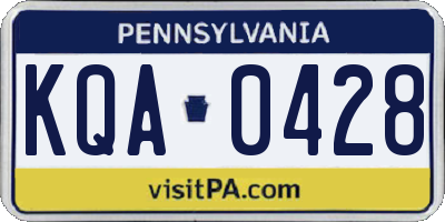 PA license plate KQA0428