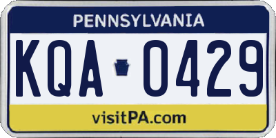 PA license plate KQA0429