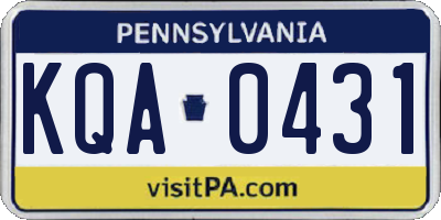 PA license plate KQA0431