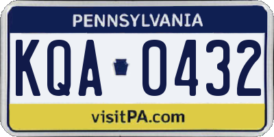 PA license plate KQA0432