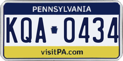PA license plate KQA0434