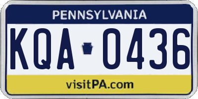 PA license plate KQA0436