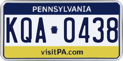 PA license plate KQA0438