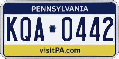 PA license plate KQA0442