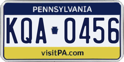 PA license plate KQA0456