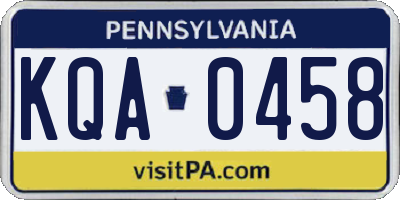 PA license plate KQA0458
