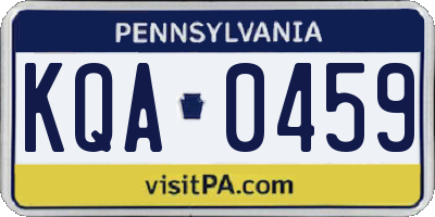 PA license plate KQA0459