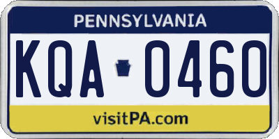 PA license plate KQA0460