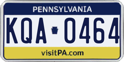PA license plate KQA0464