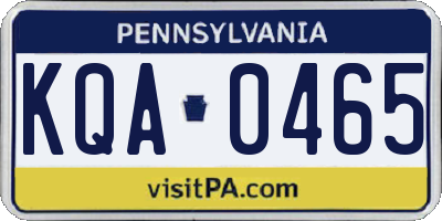 PA license plate KQA0465