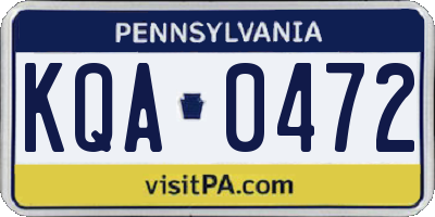 PA license plate KQA0472