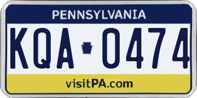 PA license plate KQA0474