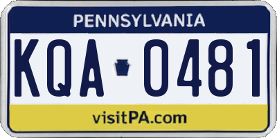 PA license plate KQA0481