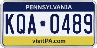 PA license plate KQA0489