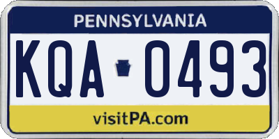 PA license plate KQA0493