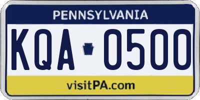 PA license plate KQA0500
